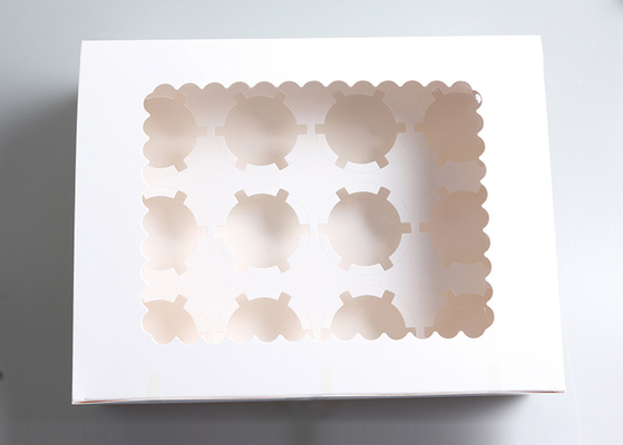 12 Cavities White Paper Cake Boxes With Window 30*24*9CM , Muffin Cake Boxes