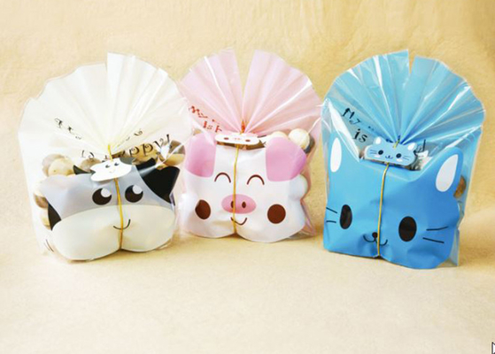 Lovely Cat Plastic Cake Bags For Packing Bakery Breads , Cookie Plastic Bags