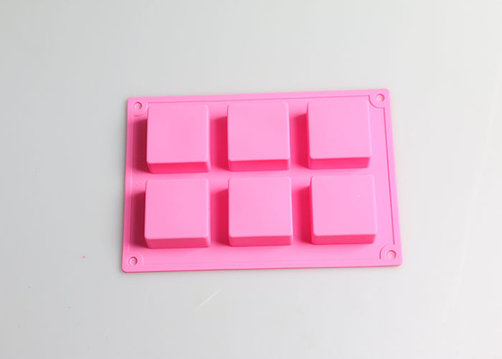 6 Cavity Square Rubber Silicone Chocolate Molds Pink Color Dishwasher Safe