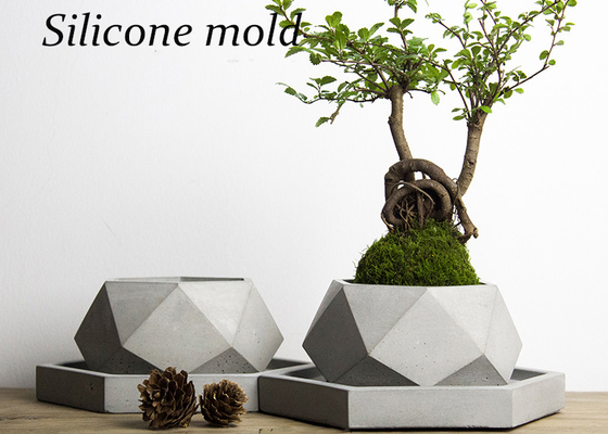 V001 Creative Polygon Vase Silicone Concrete Mold , Geometry Cement Flower Pot Molds