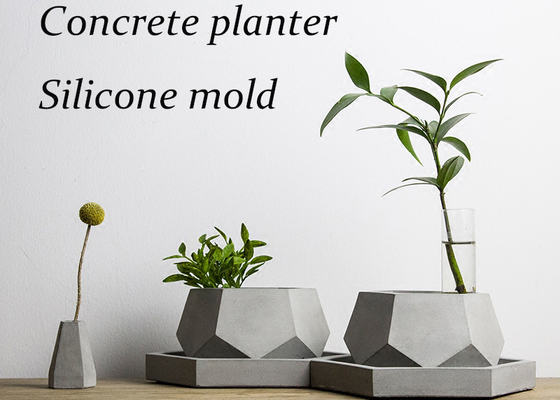 V002 Hexagon Concrete Planter Mold Silicone Flower Pot Molds , Succulents Potted Plant Cement Vase Molds