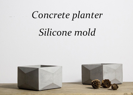 V003 Square Geometry Handmade Vase Silicone Cement Mould , Home Decoration Concrete Planter Mold